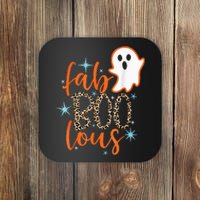 Funny Cute Boo Ghost Halloween FabBoo Lous Leopard Coaster