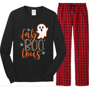 Funny Cute Boo Ghost Halloween FabBoo Lous Leopard Long Sleeve Pajama Set