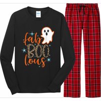 Funny Cute Boo Ghost Halloween FabBoo Lous Leopard Long Sleeve Pajama Set