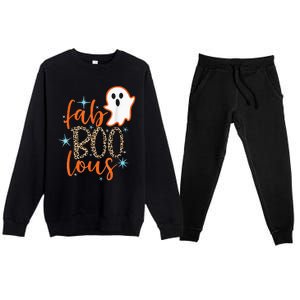 Funny Cute Boo Ghost Halloween FabBoo Lous Leopard Premium Crewneck Sweatsuit Set