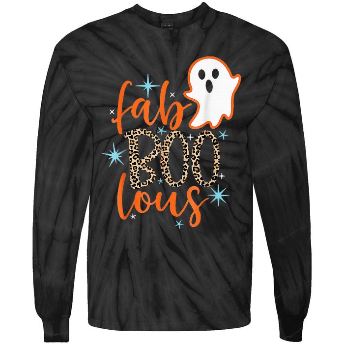 Funny Cute Boo Ghost Halloween FabBoo Lous Leopard Tie-Dye Long Sleeve Shirt