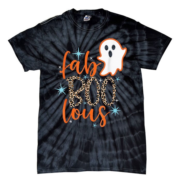 Funny Cute Boo Ghost Halloween FabBoo Lous Leopard Tie-Dye T-Shirt