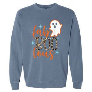 Funny Cute Boo Ghost Halloween FabBoo Lous Leopard Garment-Dyed Sweatshirt