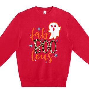 Funny Cute Boo Ghost Halloween FabBoo Lous Leopard Premium Crewneck Sweatshirt