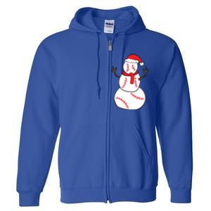 Funny Christmas Baseball Snow Christmas Baseball Funny Gift Full Zip Hoodie