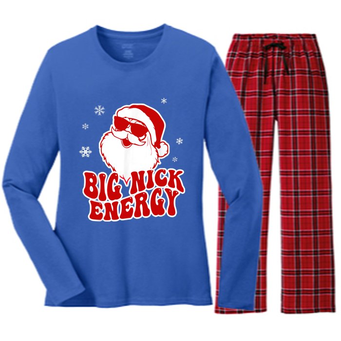 Funny Christmas Big Nick Energy Santa Naughty Adult Humor Gift Women's Long Sleeve Flannel Pajama Set 