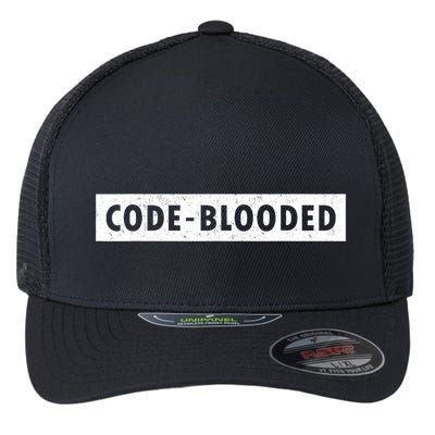 Funny Code Blooded Software Engineer Programmer Flexfit Unipanel Trucker Cap