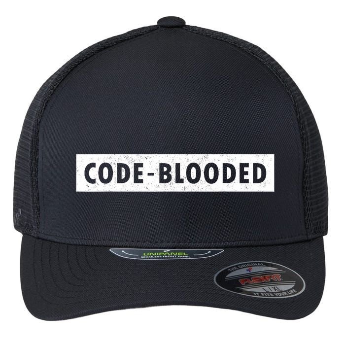 Funny Code Blooded Software Engineer Programmer Flexfit Unipanel Trucker Cap