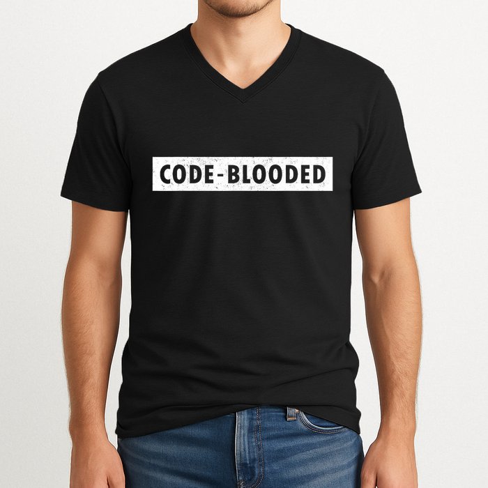 Funny Code Blooded Software Engineer Programmer V-Neck T-Shirt
