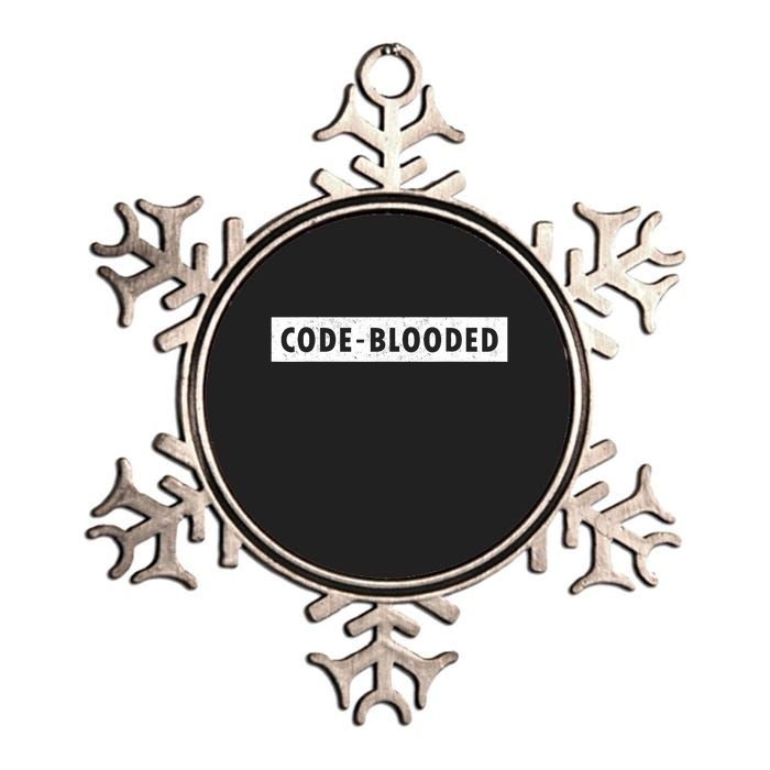 Funny Code Blooded Software Engineer Programmer Metallic Star Ornament