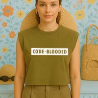 Funny Code Blooded Software Engineer Programmer Garment-Dyed Women's Muscle Tee