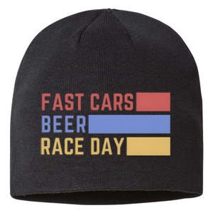 Fast Car Beer Race Day Sustainable Beanie