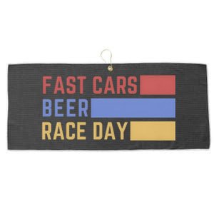 Fast Car Beer Race Day Large Microfiber Waffle Golf Towel