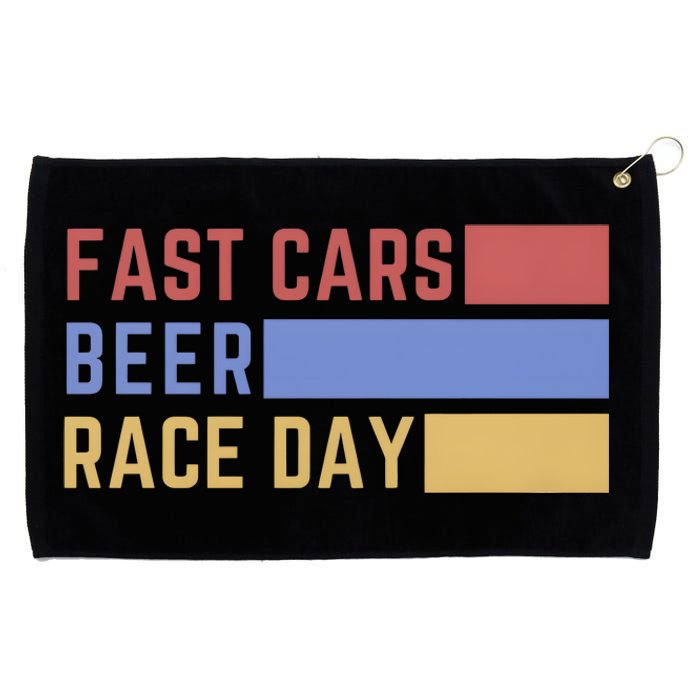 Fast Car Beer Race Day Grommeted Golf Towel