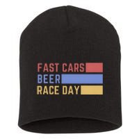 Fast Car Beer Race Day Short Acrylic Beanie