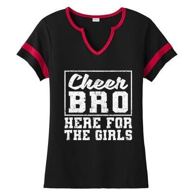 Funny Cheerleading Bros Cheer Bro Here For The Ladies Halftime Notch Neck Tee