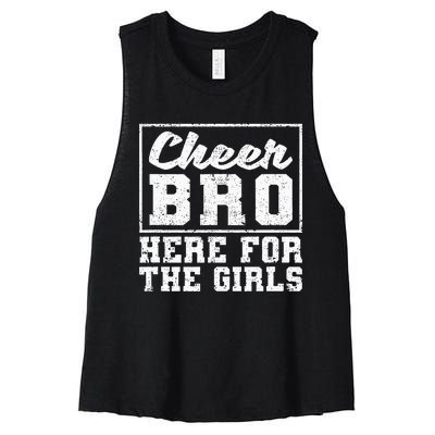 Funny Cheerleading Bros Cheer Bro Here For The Women's Racerback Cropped Tank