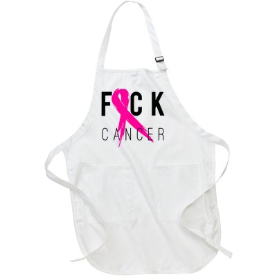 Fuck Cancer Breast Cancer Awareness Retro Distressed Full-Length Apron With Pockets