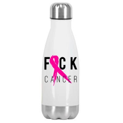 Fuck Cancer Breast Cancer Awareness Retro Distressed Stainless Steel Insulated Water Bottle