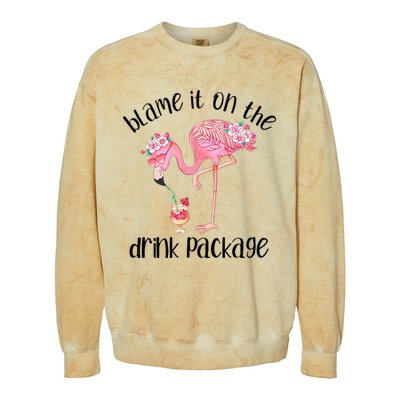 Flamingo Cruise Blame It On The Drink Package Drinking Booze Colorblast Crewneck Sweatshirt