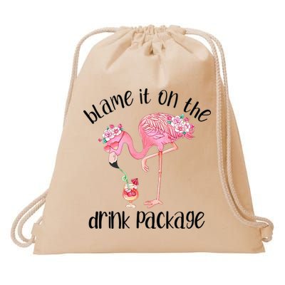 Flamingo Cruise Blame It On The Drink Package Drinking Booze Drawstring Bag
