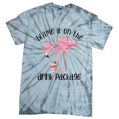 Flamingo Cruise Blame It On The Drink Package Drinking Booze Tie-Dye T-Shirt