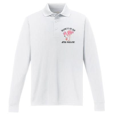 Flamingo Cruise Blame It On The Drink Package Drinking Booze Performance Long Sleeve Polo