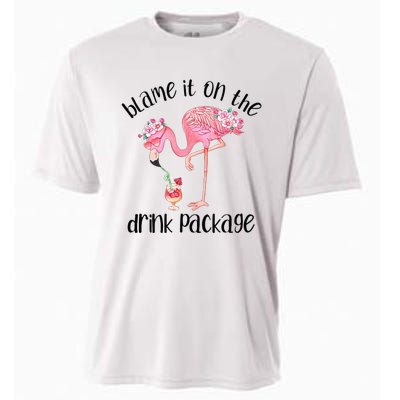 Flamingo Cruise Blame It On The Drink Package Drinking Booze Cooling Performance Crew T-Shirt