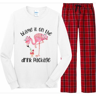 Flamingo Cruise Blame It On The Drink Package Drinking Booze Long Sleeve Pajama Set