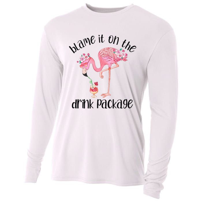 Flamingo Cruise Blame It On The Drink Package Drinking Booze Cooling Performance Long Sleeve Crew