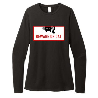 Funny Cat Beware Of Cat Lover Womens CVC Long Sleeve Shirt