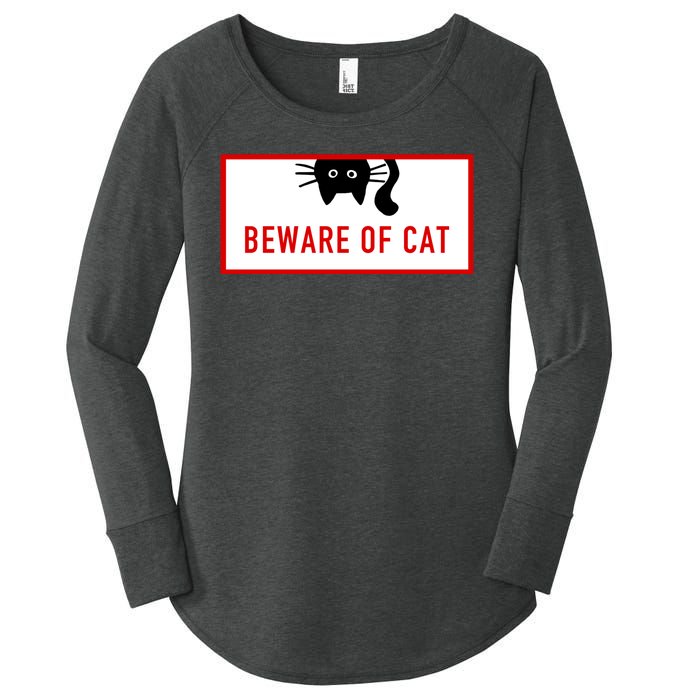 Funny Cat Beware Of Cat Lover Women's Perfect Tri Tunic Long Sleeve Shirt