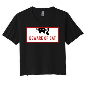 Funny Cat Beware Of Cat Lover Women's Crop Top Tee