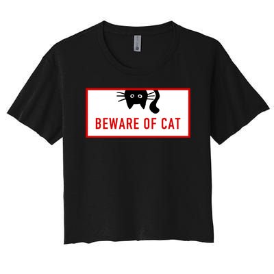 Funny Cat Beware Of Cat Lover Women's Crop Top Tee