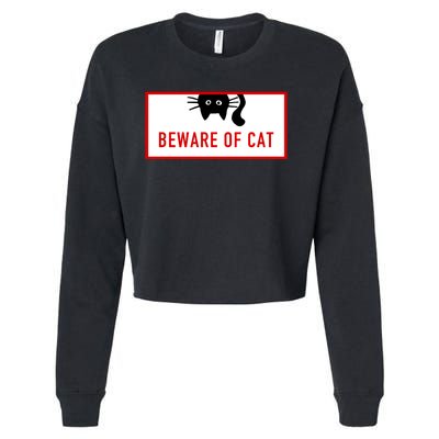 Funny Cat Beware Of Cat Lover Cropped Pullover Crew