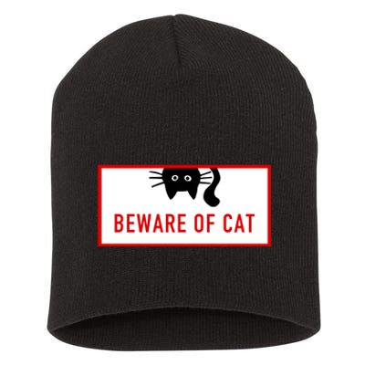 Funny Cat Beware Of Cat Lover Short Acrylic Beanie