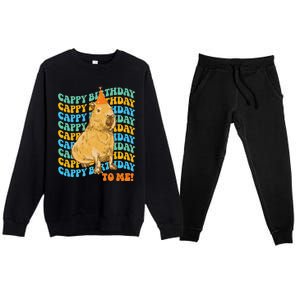 Funny Capybara Birthday Design Premium Crewneck Sweatsuit Set