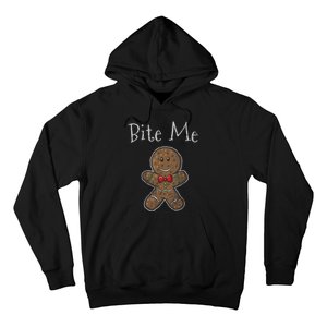 Funny Christmas Bite Me Gingerbread Man Hoodie