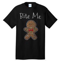 Funny Christmas Bite Me Gingerbread Man Tall T-Shirt