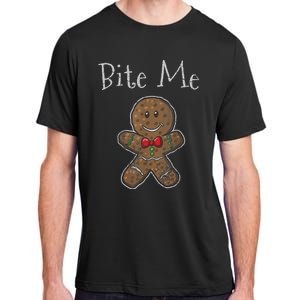 Funny Christmas Bite Me Gingerbread Man Adult ChromaSoft Performance T-Shirt