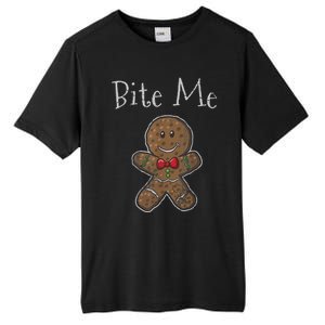 Funny Christmas Bite Me Gingerbread Man Tall Fusion ChromaSoft Performance T-Shirt