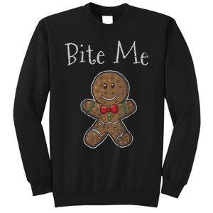 Funny Christmas Bite Me Gingerbread Man Tall Sweatshirt