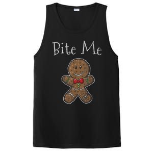 Funny Christmas Bite Me Gingerbread Man PosiCharge Competitor Tank