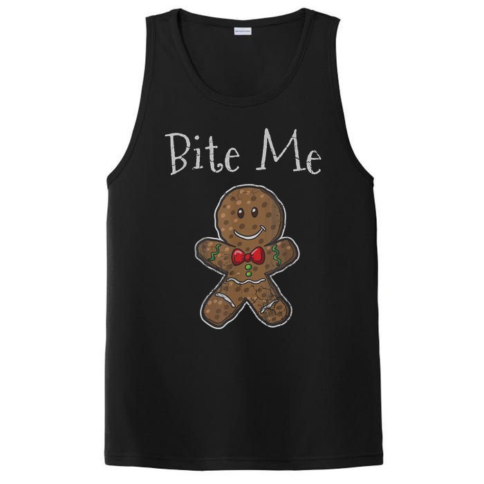 Funny Christmas Bite Me Gingerbread Man PosiCharge Competitor Tank