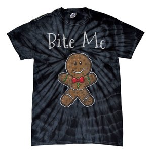 Funny Christmas Bite Me Gingerbread Man Tie-Dye T-Shirt