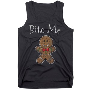 Funny Christmas Bite Me Gingerbread Man Tank Top