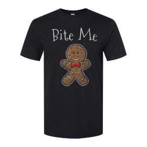 Funny Christmas Bite Me Gingerbread Man Softstyle CVC T-Shirt