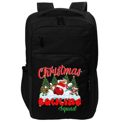 Funny Christmas Bowling Squad Dabbing Santa Elf Impact Tech Backpack