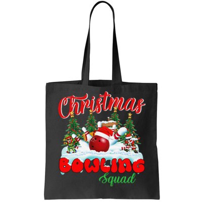 Funny Christmas Bowling Squad Dabbing Santa Elf Tote Bag