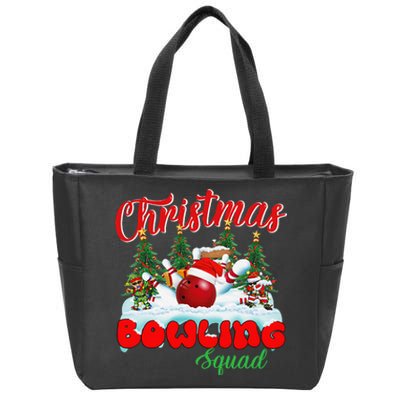 Funny Christmas Bowling Squad Dabbing Santa Elf Zip Tote Bag